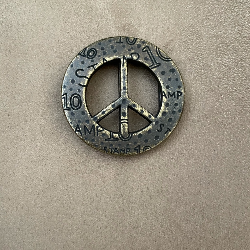 Brass peace ☮️ belt buckle
